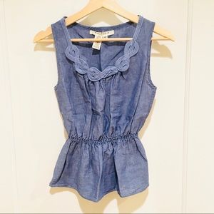 ⭐️ Max Studio Chambray Peplum Sleeveless Top XSP